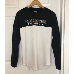Hollister California Mens Long Sleeve Black and White Two Toned Shirt Size Large